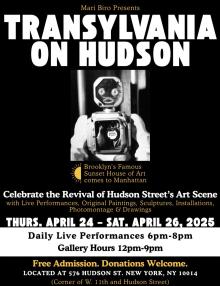 Opening Receptions, April 25, 2025, 04/25/2025, Solo Show of Dark Visions, Dystopian Futures, and Urgent Warnings: Transylvania on Hudson.