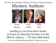 Author Readings, October 04, 2025, 10/04/2025, Hear from Mystery Authors about Their Books