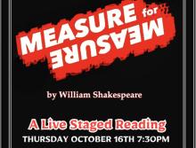 Staged Readings, October 16, 2025, 10/16/2025, Measure for Measure: Shakespeare's Tale of Justice and Desire